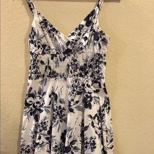 Copper key blue/white floral adjustable dress
